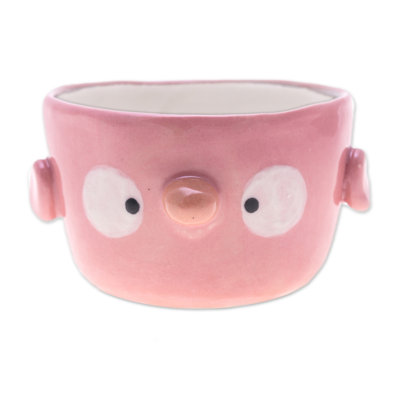 Zoomie Kids Handmade Pink Bird Spring Ceramic Mini Flower Pot (Small)