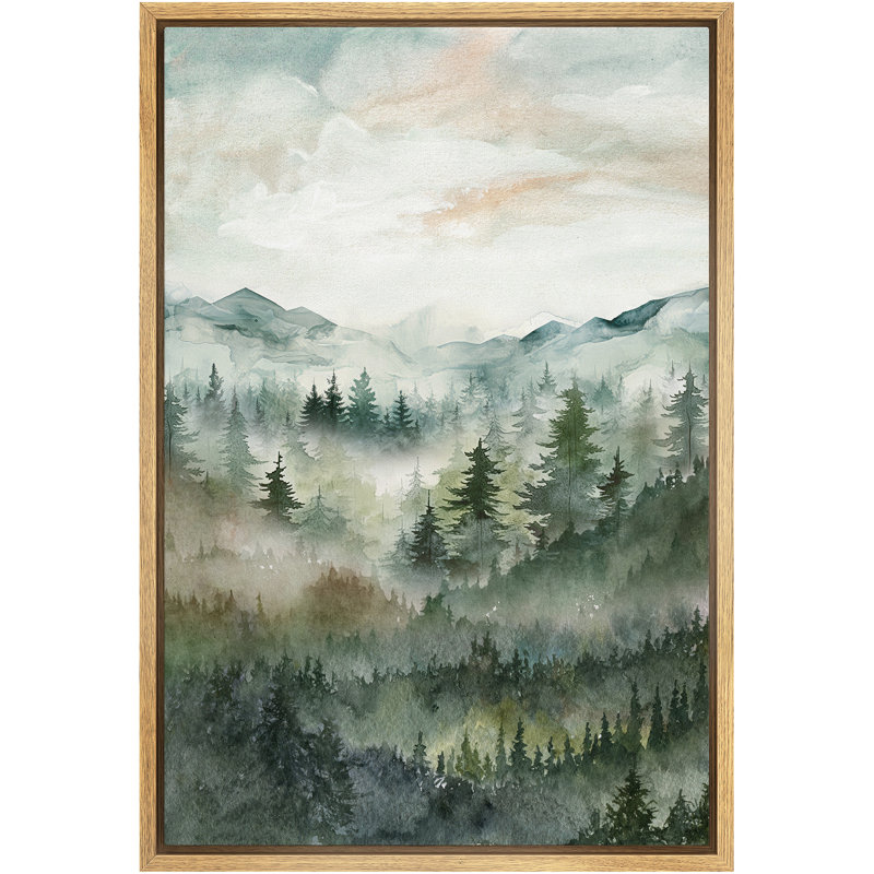 Abstrait, forêt, paysage de montagne, photos murales, impression d'art sur toile verte, décor boisé, H 36 po x l 24 po