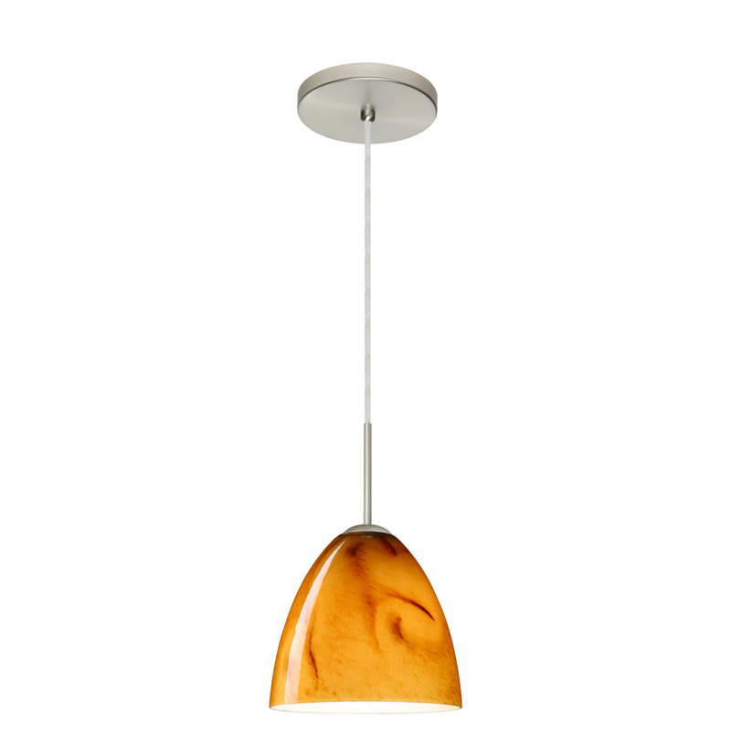 Luminaire suspendu 1 cloche pour une cloche Vila, Opale matte, Nickel satiné, Incandescent