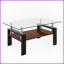 Table basse rectangulaire en verre trempé pour le salon, facile à nettoyer avec rangement en panneau de fibres à densité moyenne, L 39,2 po x l 23,4 po-1079612218-1079612223