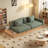 Grimpante 102.4'' Green Corduroy Upholstered Sofa with Liftng Side Table,Wooden Frame-1834474563