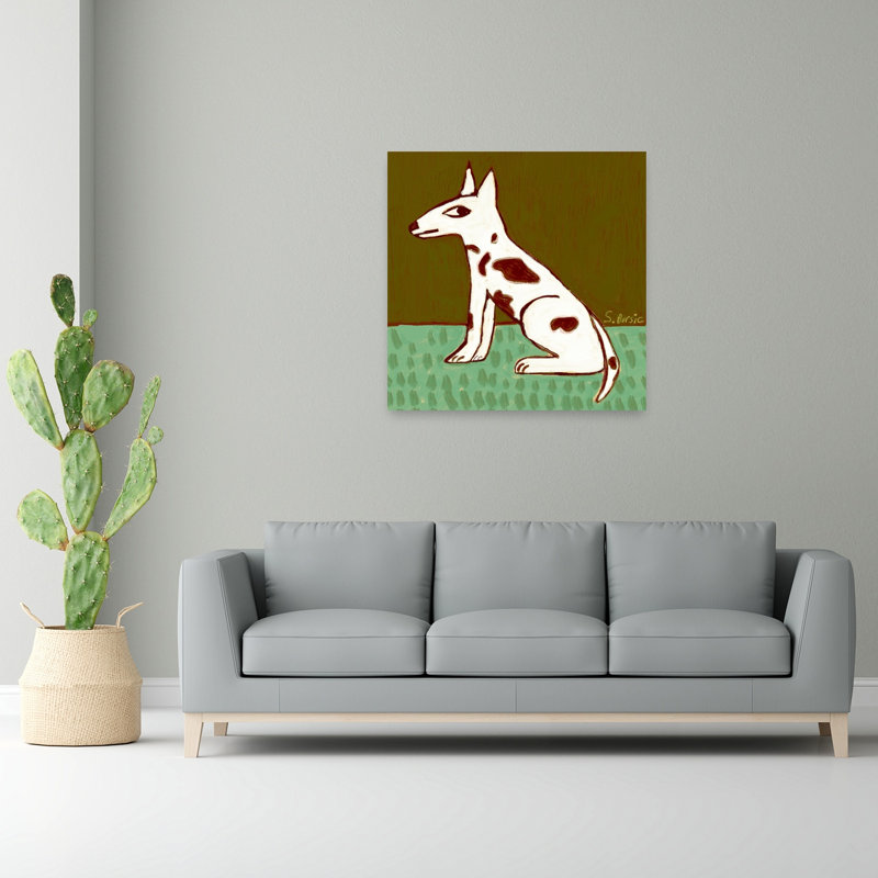 Reproduction d'art mural chien assis moderne, 48" H x 48" W