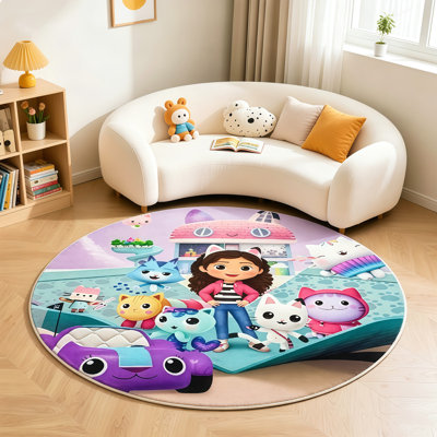 Gabby's Dollhouse Round Rug for Girls Kids, 39.4 Inch Diameter Gabby's Dollhouse Room Desor Round Rug