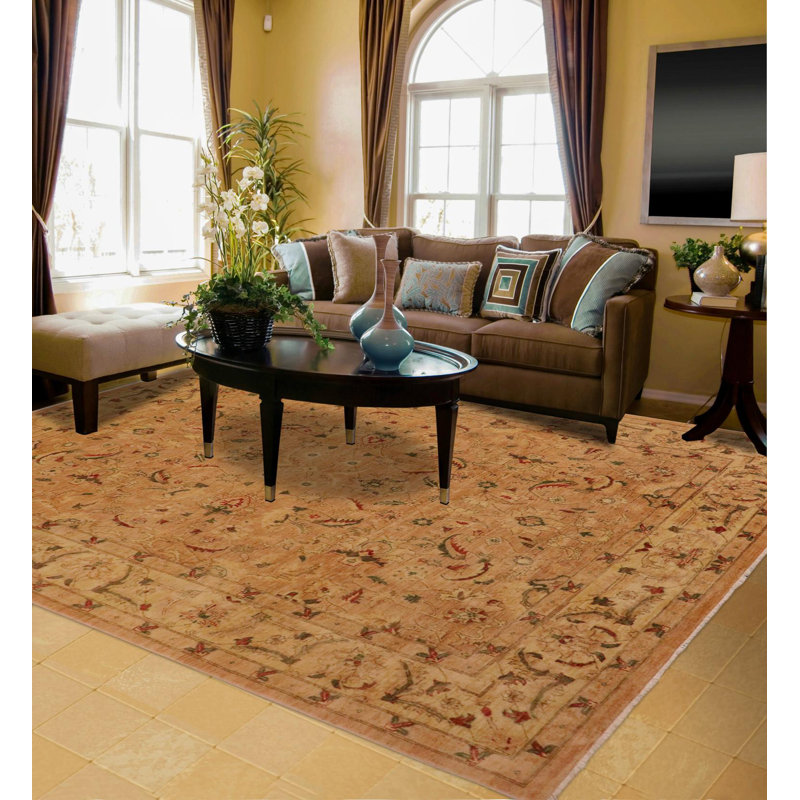 Tapis brun oriental en laine noué à la main 8 pi 11 po x 11 pi 8 po Oriental