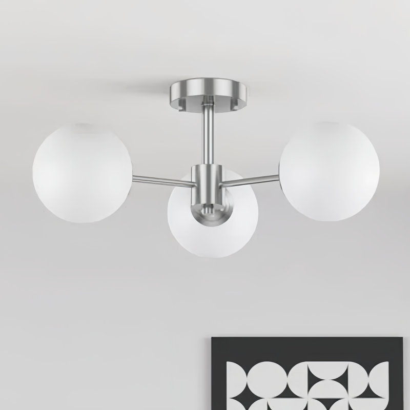 Plafonnier semi-encastré 21 po Phylliss, Nickel brossé
