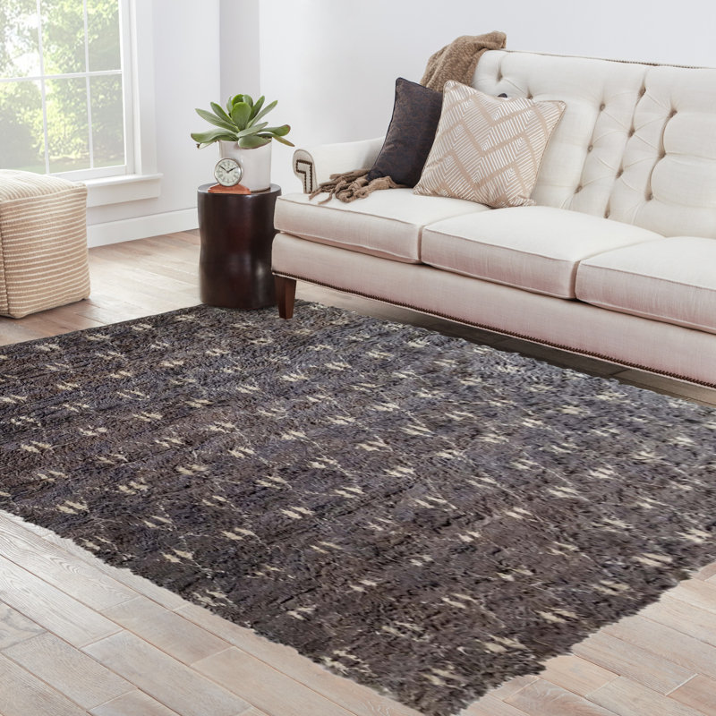 Moroccan Hand-Knotted Wool Gray/Cream Area Rug, Rectangle 8' x 10'