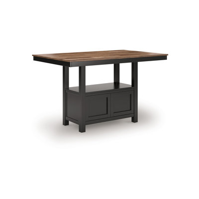 Fleur Counter Height Table With Built-In Storage, Black Wood, 60 Inch