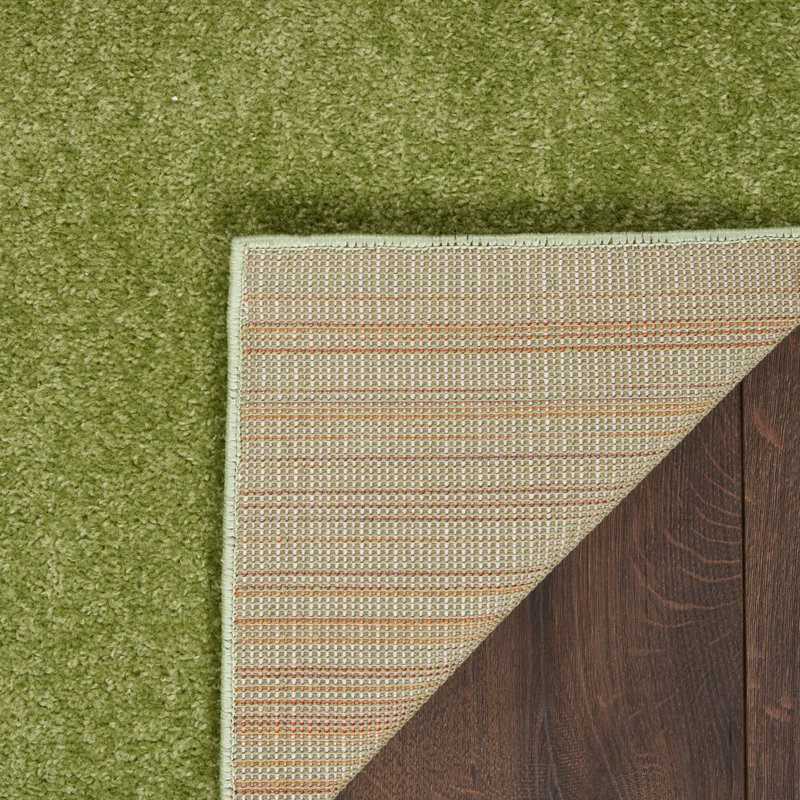 Mullican Sandy Solid Green Easy Care Indoor/Outdoor Area Rug, Runner 2'2" x 14'