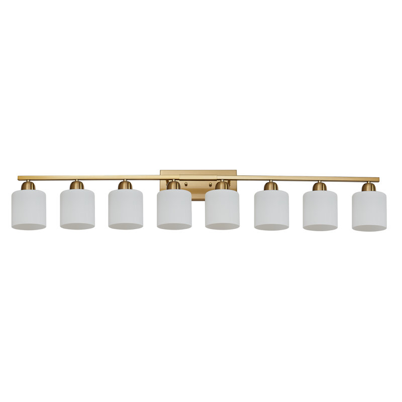 Luminaire de salle de bain 8 lumières résistant à l'humidité avec abat-jour en verre givré, Doré, 8 lumières