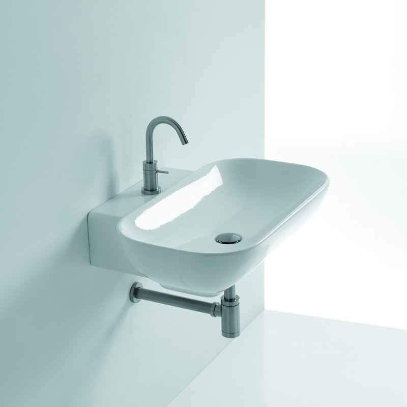 WS Bath Collections Ciotola 19.6'' White Ceramic Rectangular Bathroom Sink