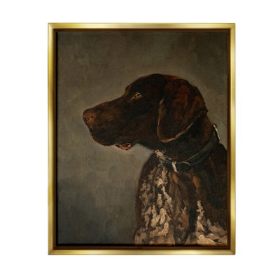 Traditional Pointer Dog Portrait Gold Framed Floater Canvas Wall Art by Marian Parsons 
