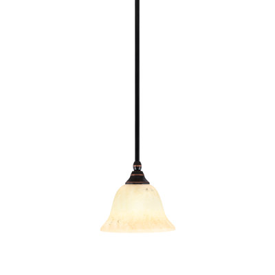 Mini-luminaire suspendu avec tige en verre de marbre italien de 7 po