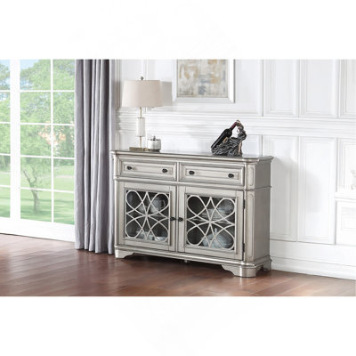 Cabinet Traditional Style Silver Finish 1Pc Server Drawers Storage Wooden Furniture Dining Room Furniture