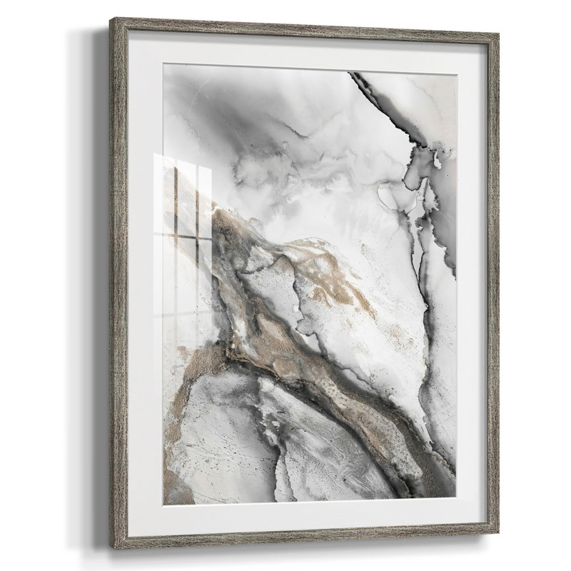 «Abstract Ink Fantasy II» - reproduction de cadre photo, H 20 po x l 16 po, Papier encadré argent vieilli, Oui