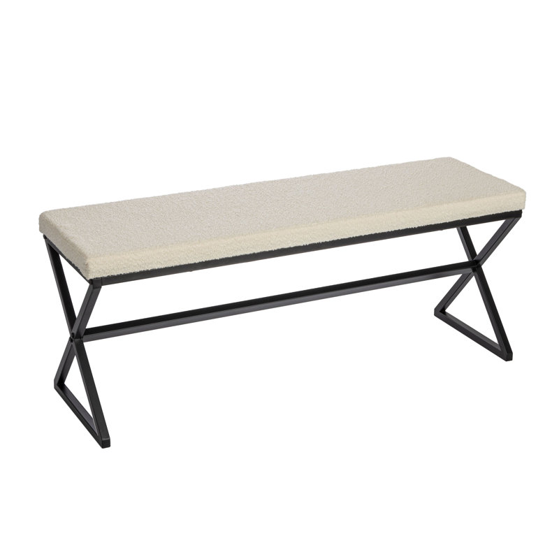 Avae Boucle Upholstered Bench, Cream