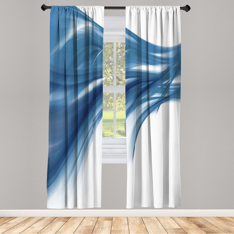 Microfiber Floral Semi-Sheer Rod Pocket Curtain Panels, Turquoise, 28" W x 95" L