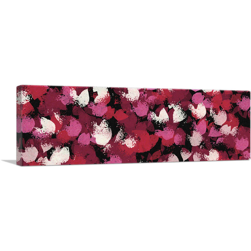 Cerise rose rouge blanc moderne - reproduction d'art sur toile panoramique, H 16 po x l 48 po x 1,5 po