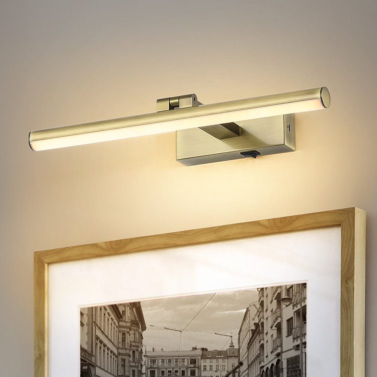 15.8" Dimmable 1 - Light  LED Picture Light with Remote, Battery Powered Wall Mount Light with Adjustable Rod