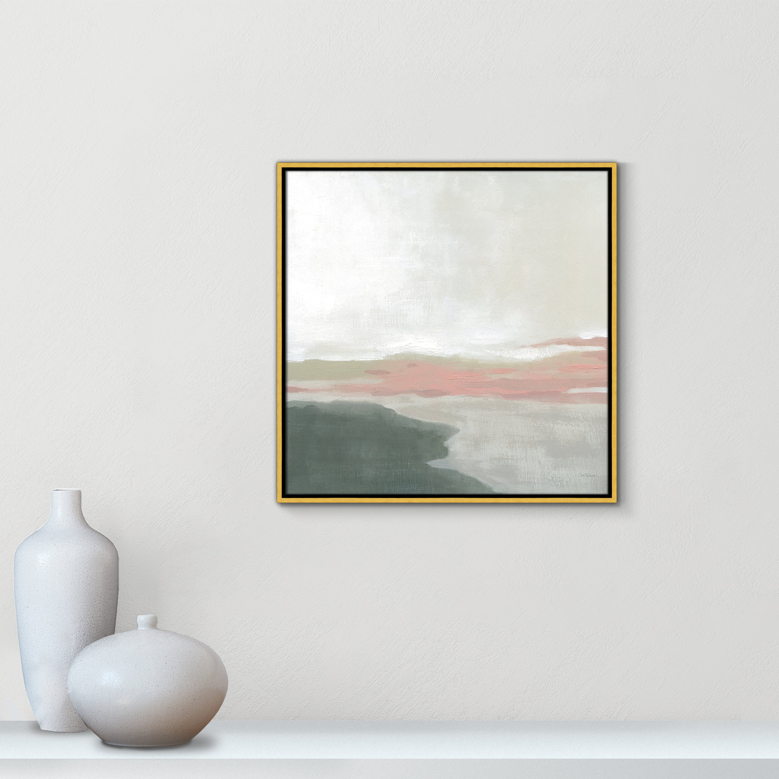 Carley "Still Lake" Painting by Carol Robinson, 25.5" H x 25.5" W x 2" D, Gold
