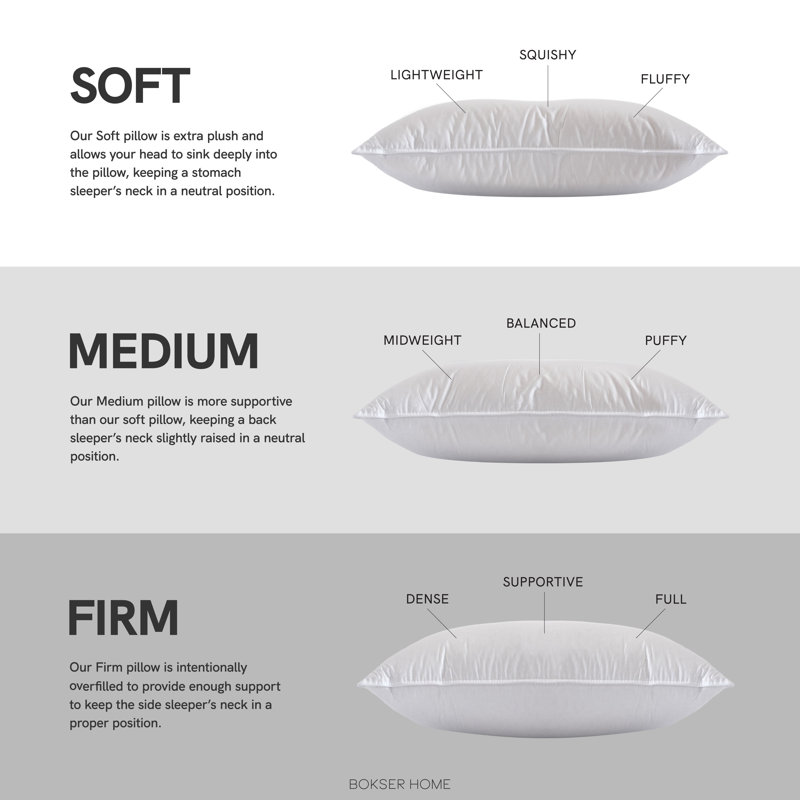Soft White Duck Feather and Down Bed Pillows, 2-Pack