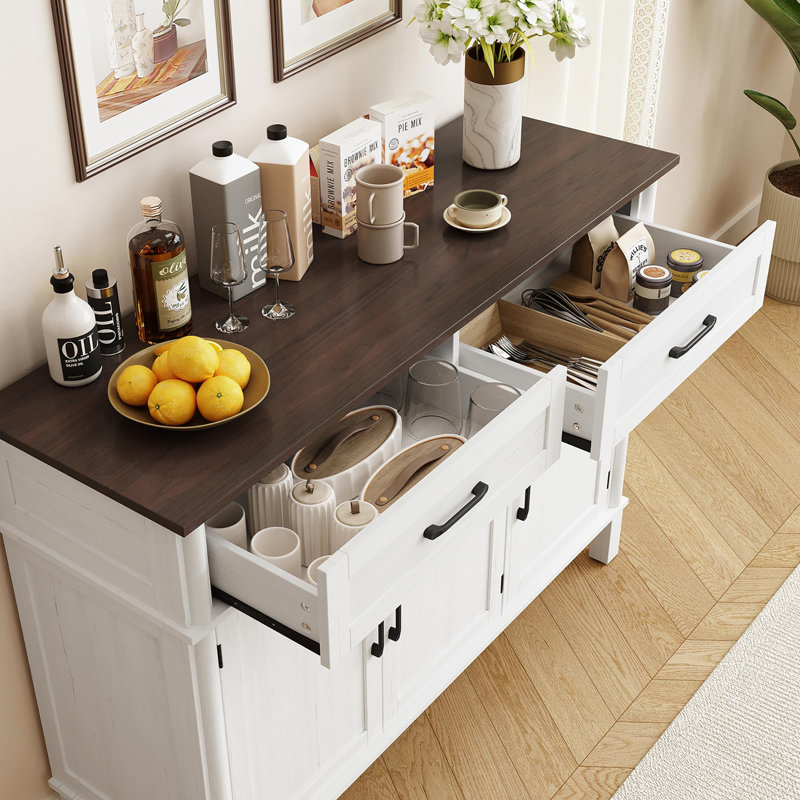 Buffet 48 po avec rangement, Blanc cassé