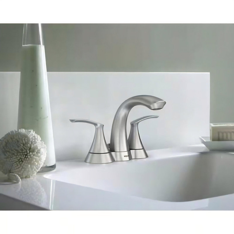 MOEN Seena Centerset 2-Handle Bathroom Faucet in Spot Resist Brushed Nickel