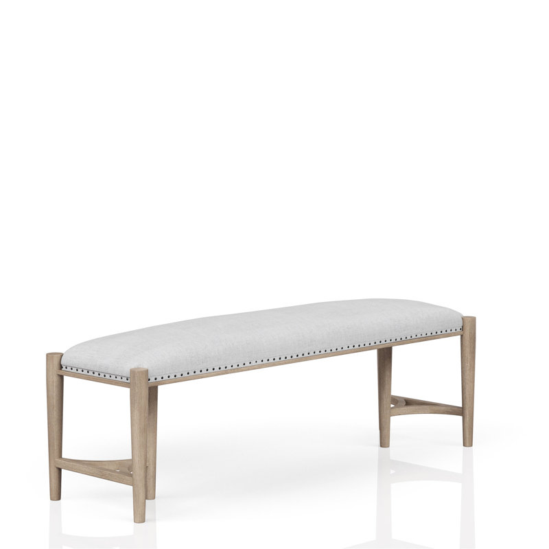 Banc de couleur sable pour le coin salon, siège rembourré, banc élégant Triad Bases, bases élégantes
