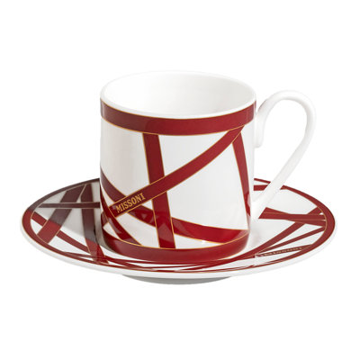 Tasse à café et soucoupe Missoni Nastri Bordeaux Diam. 2,3 po, H 2,5 po, capuchon 4 oz, soucoupe Diam. 4,75 po