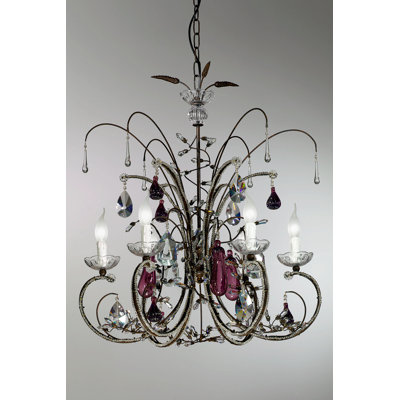 Lustre classique / traditionnel à 6 lumières de style bougie avec fer forgé
