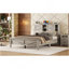 Lit plateforme Farmhouse avec porte de grange coulissante double, lit en bois rustique avec station de charge, support à lattes de bois, gris antique-2129435770