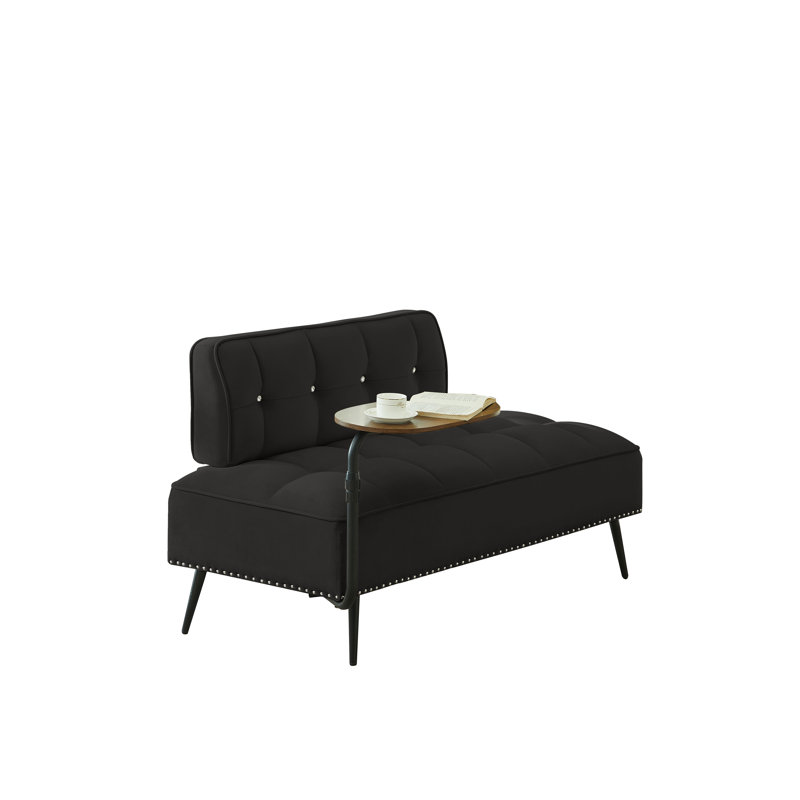 Canapé en velours moderne à deux places de 54 pouces avec dossier et table d'appoint rotative à 360 ° - repose-pieds, banc multiusage, ensemble de bureau et de chaise, conception compacte pour le salon, la chambre à coucher et un appartement