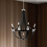 Crystal Empire 8 Light 30in x 38in Chandelier in Black with Clear Radiance Crystals