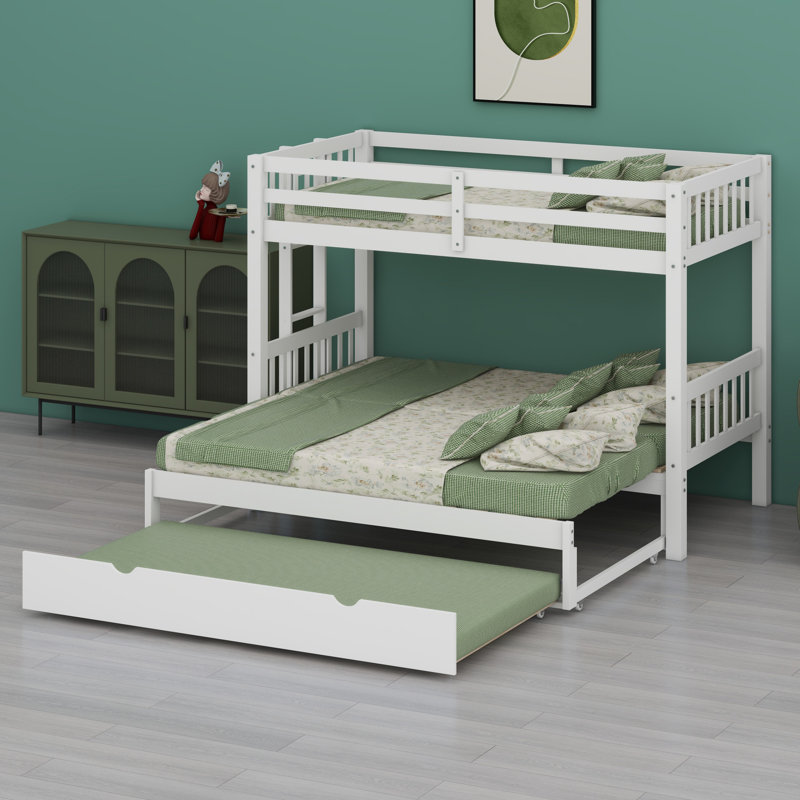 Pull-Out Bunk Bed With Trundle, White