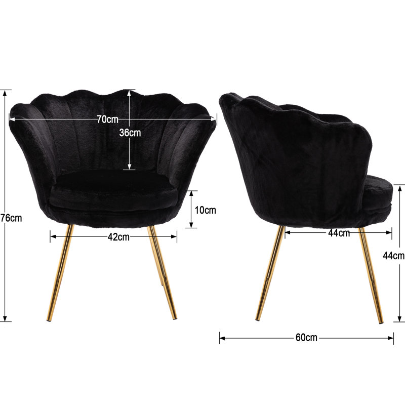 Aguilard Upholstered Armchair, Gold colours, Black, Faux fur