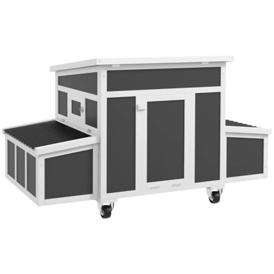 Spacious Wooden Chicken Coop, Dark Grey Metal For Family Farmhouse