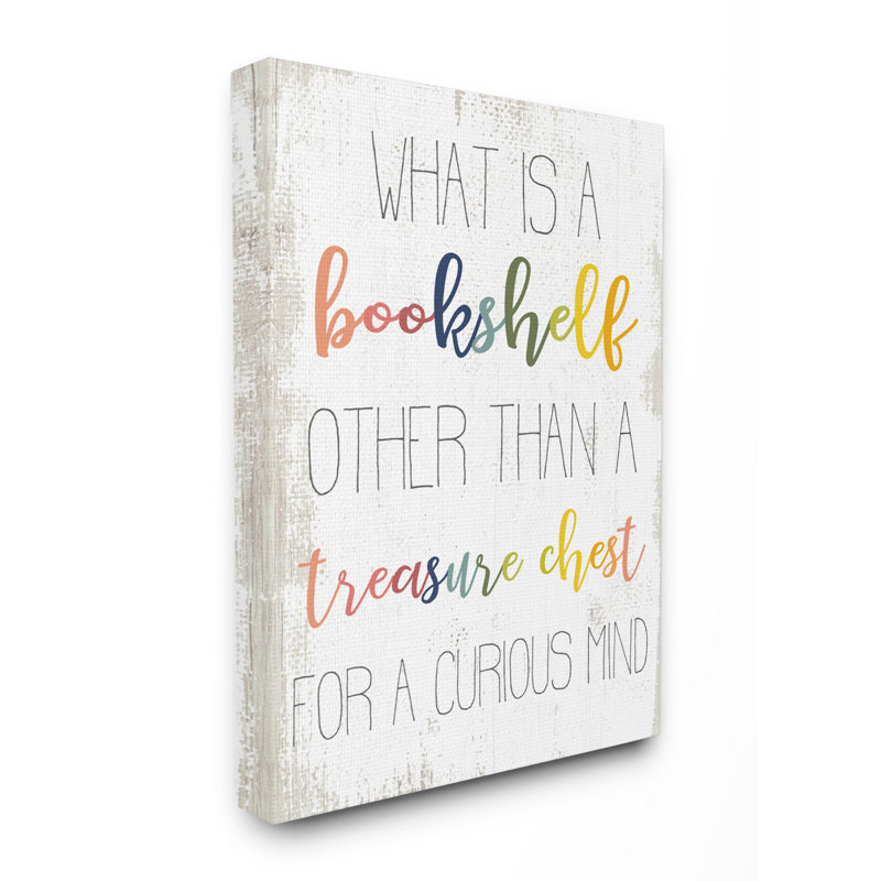 « bookshelf trésor coffre arc-en-ciel », art textuel, Toile tendue, H 20 po x l 16 po