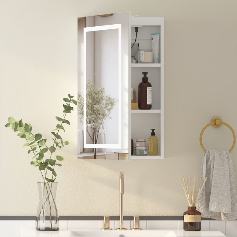 60mm W 76mm H Wall Mounted Required Frameless Medicine Cabinet Mirror 2 Fixed, 66cm H x 40cm W x 13.5cm D