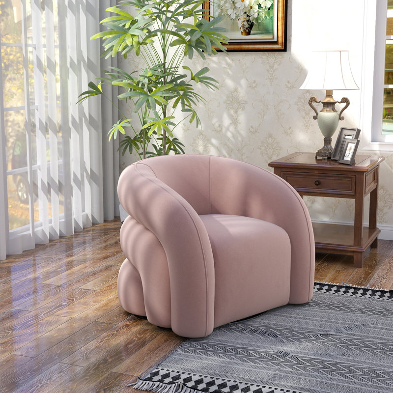 Fauteuil demi-tonneau pivotant Bricyn, Rose