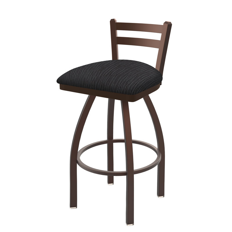411 Jackie Low Back Swivel Bar & Counter Stool, Anodized Nickel, Counter Stool (25" Seat Height), Fabric-Graph Alpine