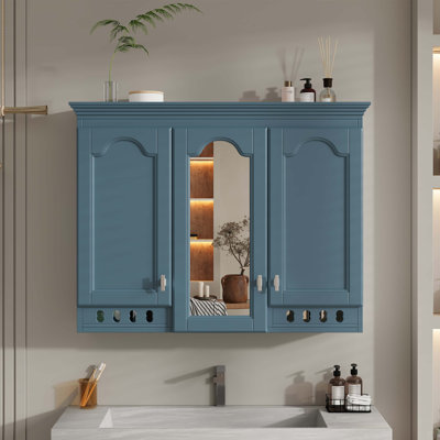 Armoire à miroir murale 35 pouces tout-en-un avec tablettes réglables, charnières à fermeture en douceur, pour meuble-lavabo, salon, rangement de chambre à coucher