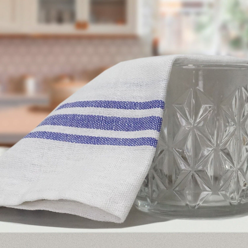 Glass Tea Towel Blue Stripe Highly Dense Kitchen Dish