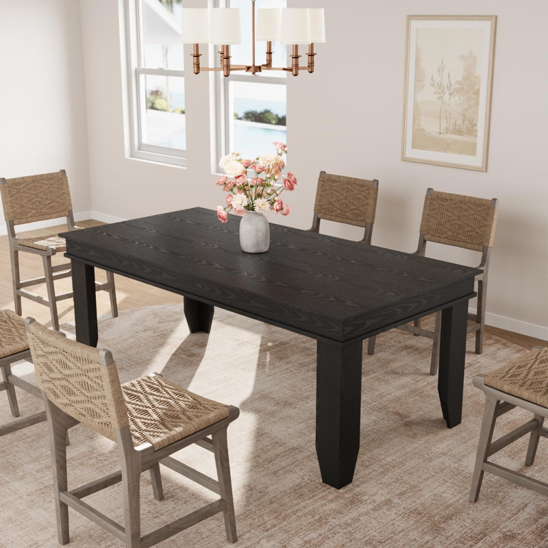 Sturdy 6 ft Wooden Farmhouse Dining Table | Rectangular Kitchen Table for 6-8 People | 71-Inch Long Dining Room Table（only table）