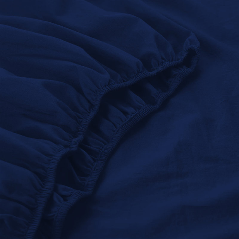 200 Thread Count Microfiber Deep Fitted Bed Sheet – 25cm Pocket, Double (4'6), Navy