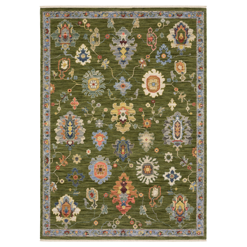 Anneli Vintage Oriental Green/ Multi Area Rug, Rectangle 5'3" x 7'9"