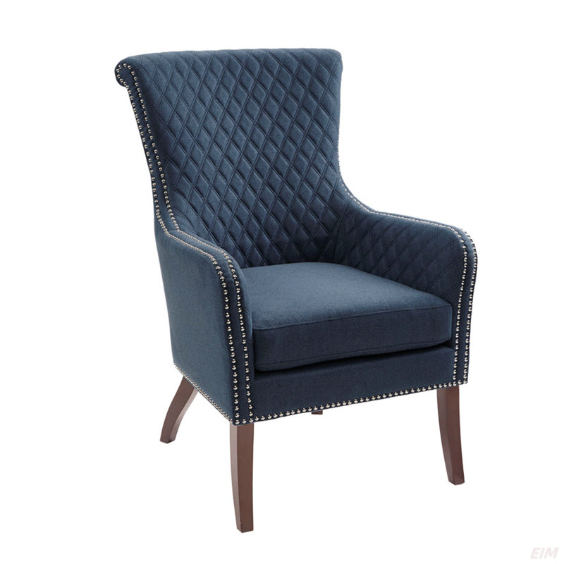 27" Accent Chair,Wood High-Density Foam Modern Style For Living Room (Accent Chair), Dark Blue