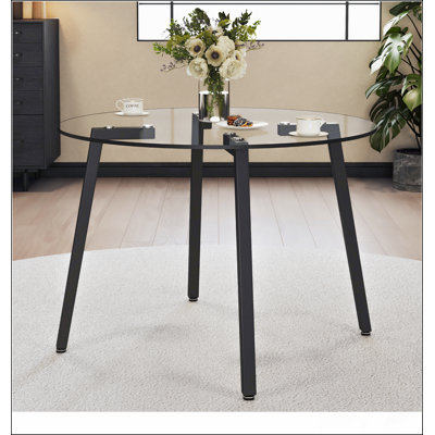 Modern simple style round transparent tempered glass table, tempered glass table top