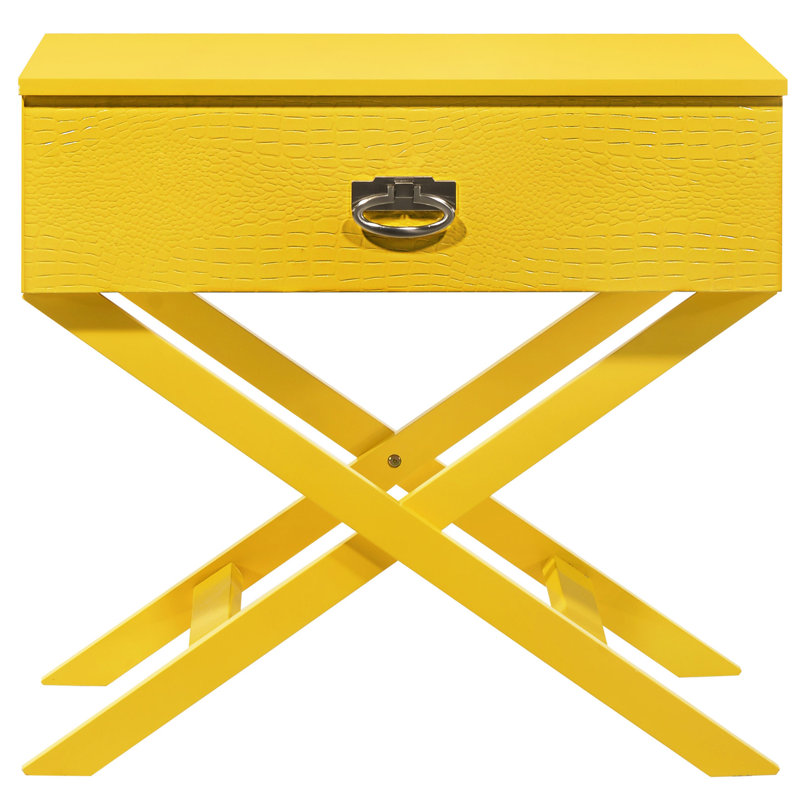 Compact Yellow Nightstand - 25"h X 27"w 16"d, One Drawer Storage, Textured Front For Style, Quick To Assemble Stylish With Storage 25" Height 27" Width 16" Depth, Fascination, Assembly Option
