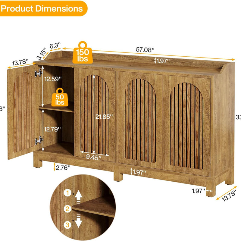 Sleek Sideboard Buffet,Storage Cabinet