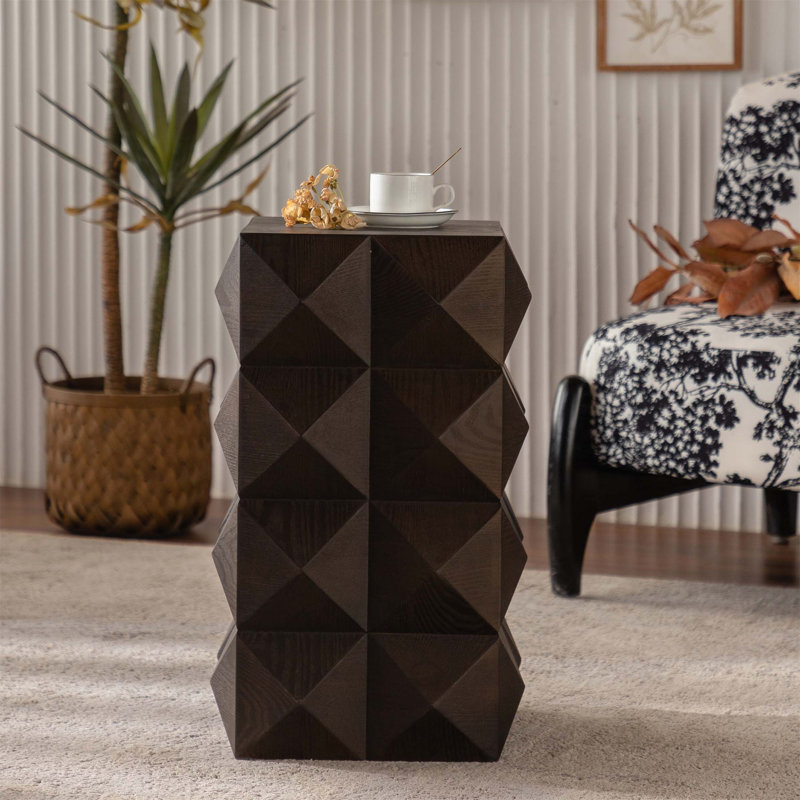 Three - dimensional Embossed Pattern Designed Retro Side Table with Meticulous Craftsmanship, Ideal for Adding Vintage Charm to Your Space