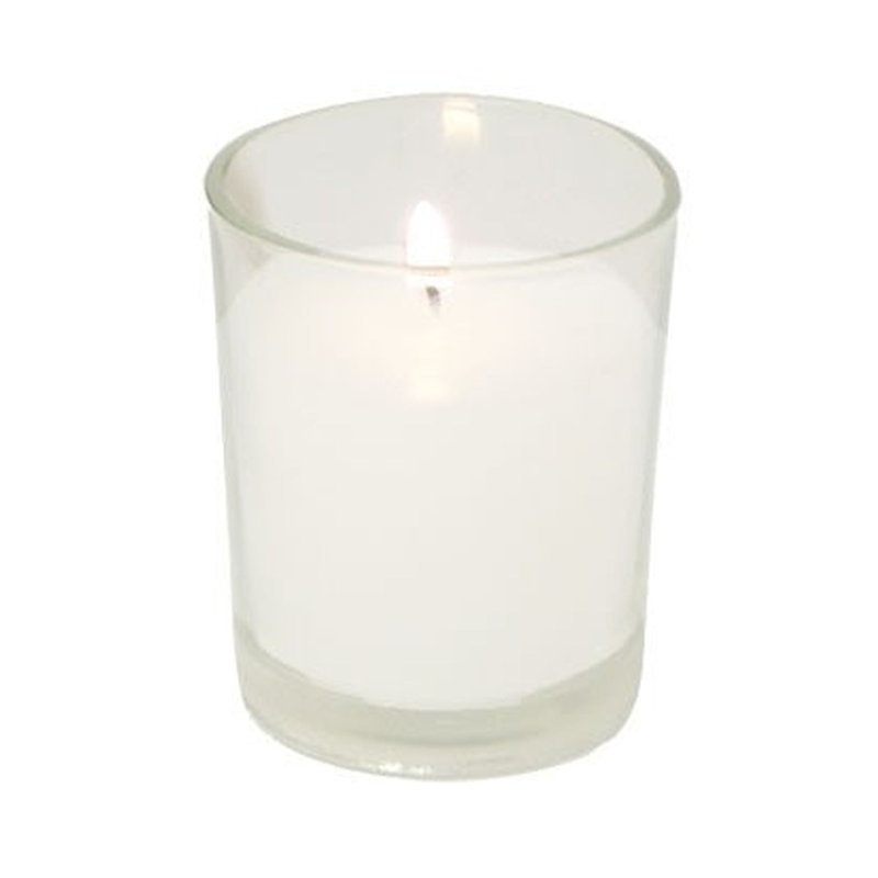 Ensemble de 6 bougies rondes en verre avec bougies votives blanches, Blanc